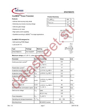 SPA07N60CFD datasheet  